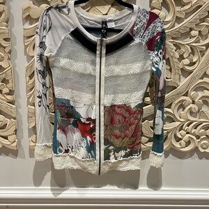 Desigual Cream and Red Knit Cardigan